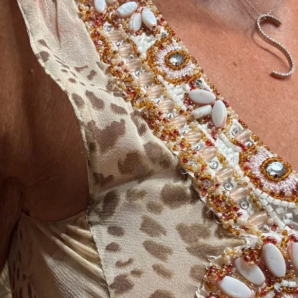 Blumarine Beige and Pink Maxi Dress